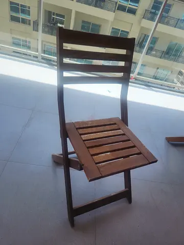 5 Wooden Folding Patio Chair - Solid Slatted Design