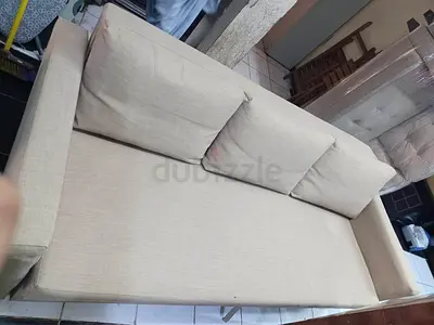 Beige 3-Seater Fabric Sofa-bed with storage in Good Condition