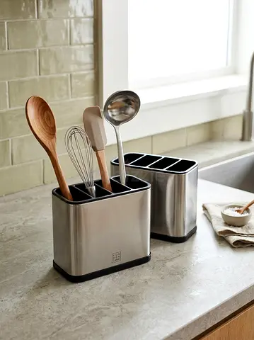 Stainless Steel Kitchen Utensil Holder - 2 Piece Set(MUST GO)
