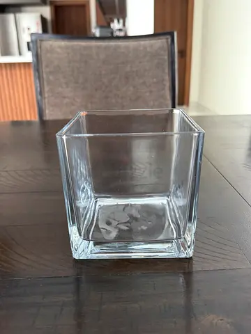 Clear Square Glass Vase / Candle Holder - Small