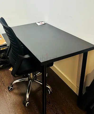 Simple Black Office Desk without chair     Good Condition from ikea