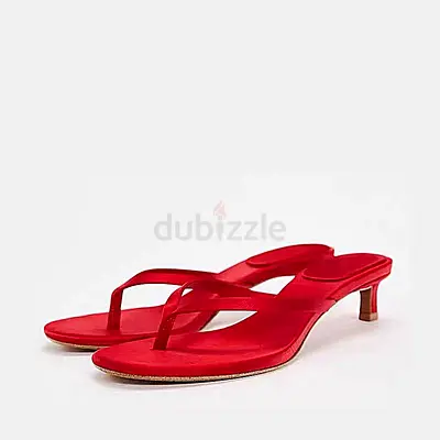 Zara red heeled flip flops