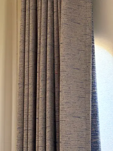 Two panels Light Grey and blue Textured  Blind / Curtain - Good Condition L300cm x w420cm each panel