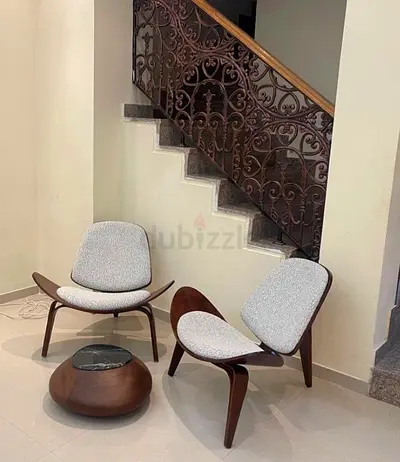 Pair of Mid-Century Modern Lounge Chairs with Small Coffee Table - Good Condition