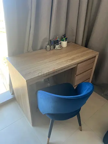 Light  Study Desk with Drawers + velvet chair included (not ikea)