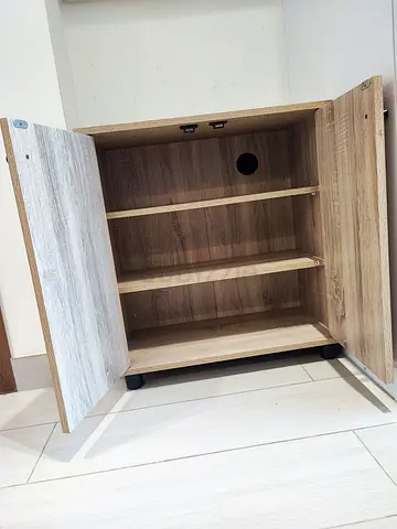 Compact 2-door Wooden Shoe Cabinet with Shelves — Good Condition