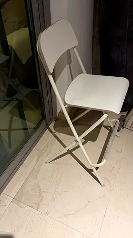 2 White Metal Folding Chair - Compact, Used