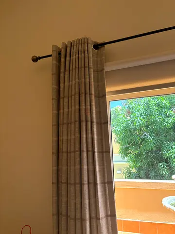 Two panels Light green striped Roman curtains - ready to hang L230xW330 cm