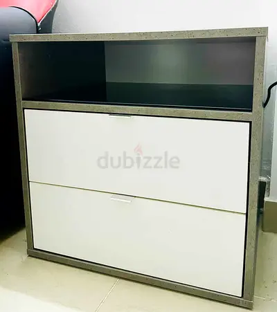 Night Stand Table from Danube Home
6 Months used, Size 60x60cm 
Color: Grey  White 
Removable glass