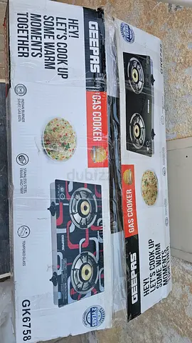 Geepas 2-Burner Gas Cooker (Tempered Glass) - Brand New in Box
