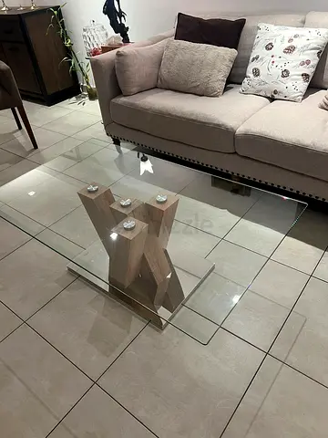Glass Top Coffee Table and a Wooden X-Base - Modern