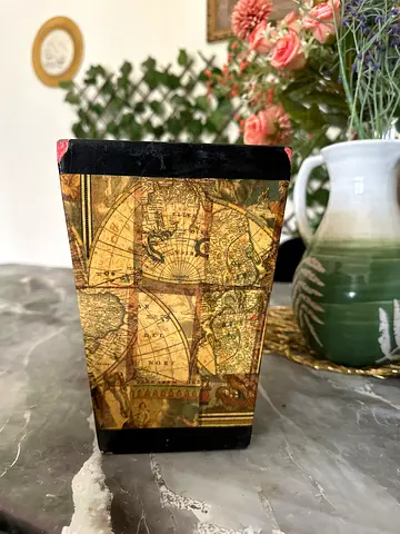 Vintage Map Pattern Decorative Vase —