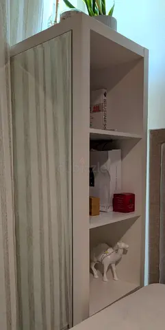 White Shelf Wardrobe with Glass Door — Very Good Condition