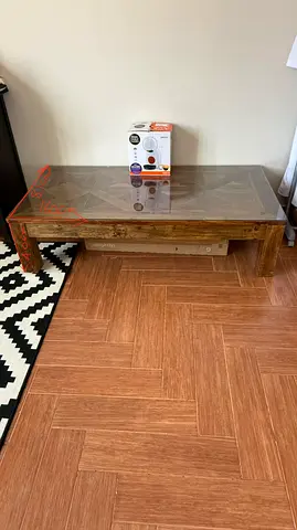 Rustic Solid Wood Coffee Table + FREE Coffee Machine