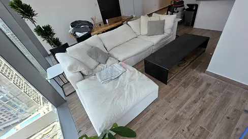 Luscious Marina Home Feather filled sofa with footstool