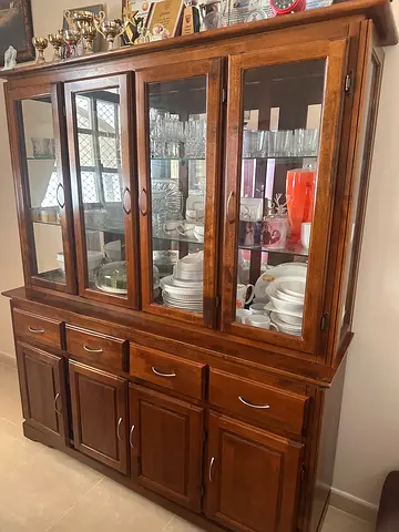 Wooden shelf with glass