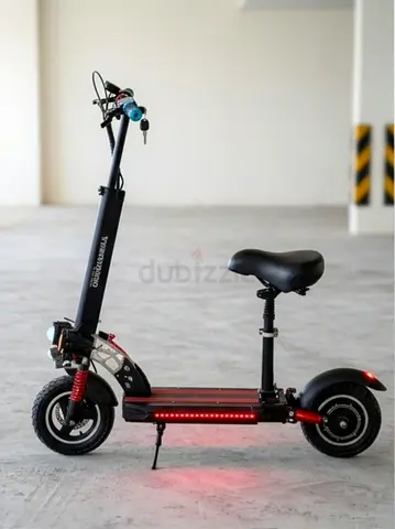 Electric Scooter with Seat — Dual-Wheel, Foldable Stem, Lights