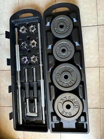Adjustable 20kg Dumbbell Set with Case (Plates, Bars  Collars)