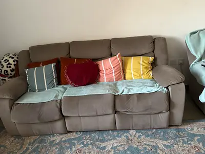 3-Seater Recliner Sofa - Light Brown, Good Condition