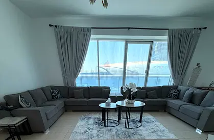 Large L-shaped Grey Fabric Sofa Set - Good Condition