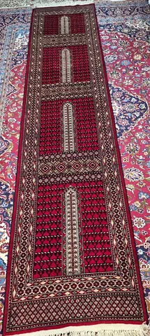 Handwoven Red Runner Rug — Classic Geometric Design, brand new , size 0.90 by 4.00 pair available