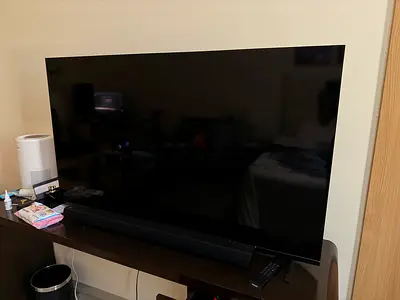 55-inch flat panel LED TV with soundbar - good condition