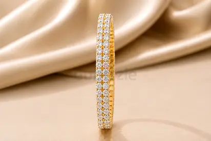 Gold-tone Double Row Bangle Bracelet