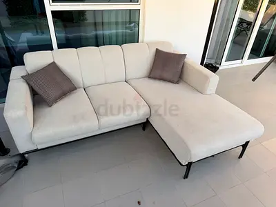 Light Grey L-Shaped 3-Seater Sofa with Chaise — Good Condition