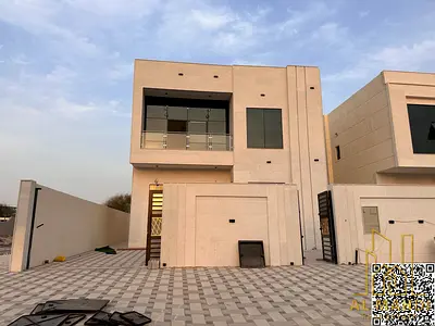 السعر شامل رسوم التسجيل والتمليك  موقع ممتاز تمليك حر  فيلا للبيع في عجمان  تصميم عصري بواجهة حجرية وتشطيبات شخصية فاخرة للغاية، مع مساحة إضافية،.