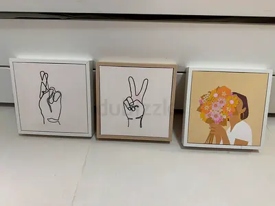 Set of 3 Small Framed Wall Art Prints — Minimal Line  Floral Designs