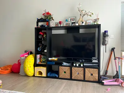 IKEA LAPPLAND TV storage unit, black-brown, 183x39x147 cm