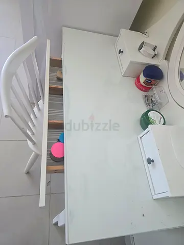 White Dressing Table / Vanity with Mirror and Drawer