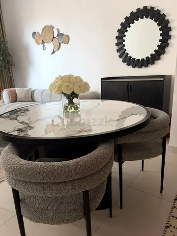 Luxury Marble Dining Table with 4 Chairs – Like New