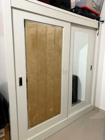 White Sliding Wardrobe with Mirror - 2-Door Closet