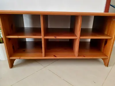 Solid Wood 6-Compartment TV Stand / Shelf - Light Pine
