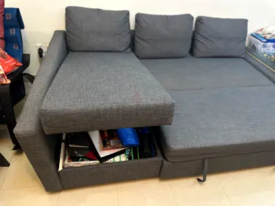 IKEA Grey L-shaped Sofa Bed with Storage — Good Condition