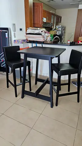 Black 4-Seater Dining Table with Chairs - Perfect Condition