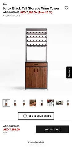Knox Black Tall Storage Wine Tower - Crate  Barrel