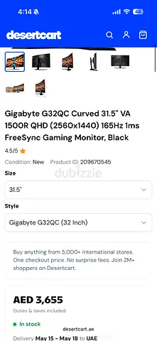 Gigabyte G32QC Curved 32 4K VA (2560x1440) 165Hz 1ms Gaming Monitor (Used - Excellent Condition)
