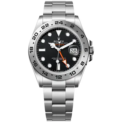 Rolex Explorer II Stainless Steel Mens Watch — Black Dial, Date
