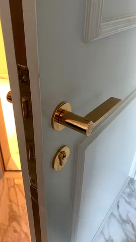 Modern Gold Door Handle with Lock (Used) - Single Set