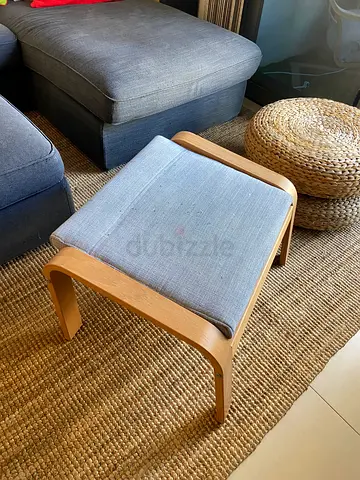 Ikea Poäng-style Wooden Armchair with Light Grey Cushion