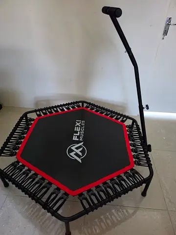 Hex Trampoline Rebounder with Handle — Fitness Bungee Mini Tramp