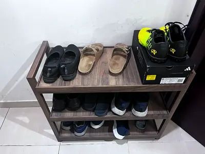 Wooden Shoe Rack Organizer - 3-Tier Compact Shoe Storage