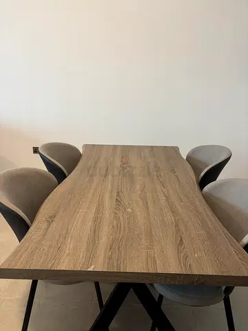 Solid Wood Dining Table with 4 Modern Chairs
