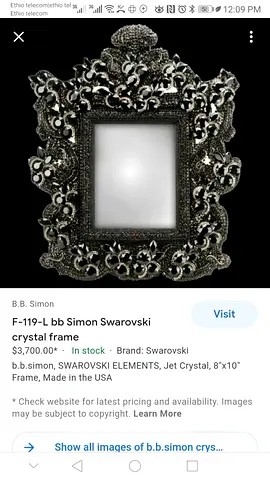 Ornate Decorative Crystal Photo Frame (Swarovski-style) - Silver/Black