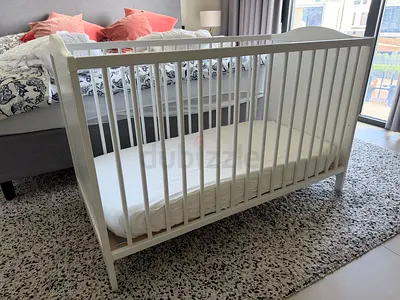 Ikea baby cot white with mattress