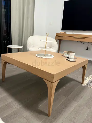 Solid Light Oak Coffee Table - Modern Minimalist Design