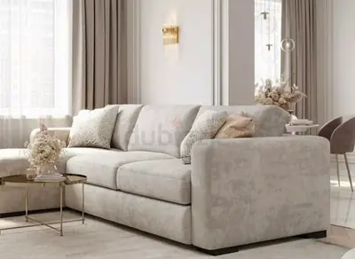 New Light Grey 3-Seater Fabric Sofa