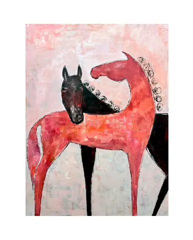 Original Figurative Horse Painting — Two Horses size 120x90cm